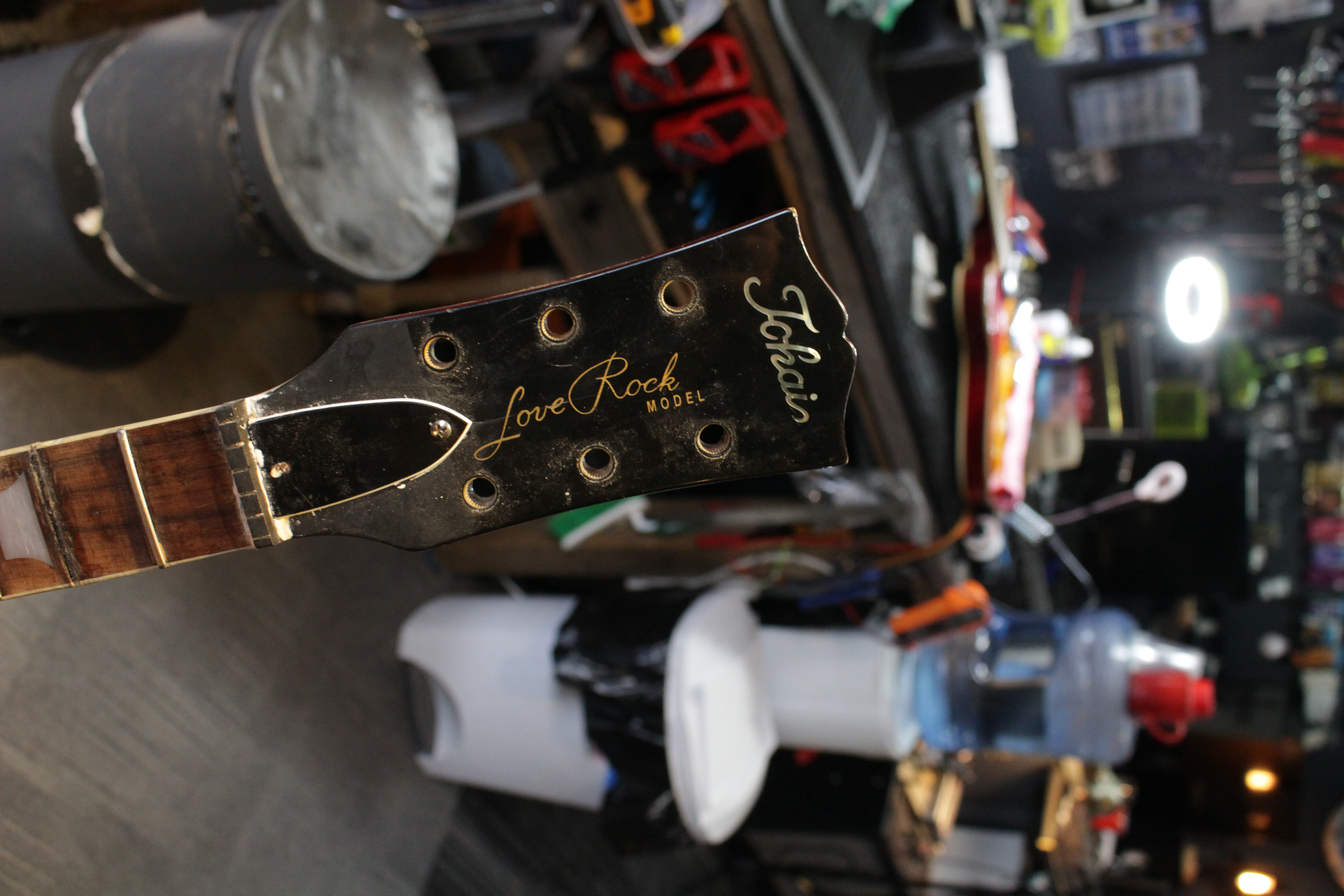 Professional fret leveling and crowning work in progress